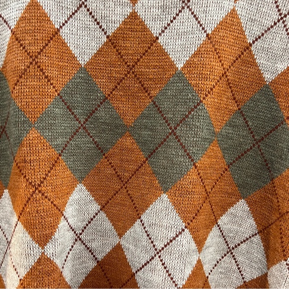 JANTZEN VINTAGE RUST ORANGE & GRAY CREWNECK GRANDPA SWEATER MEN MED - Picture 13 of 15